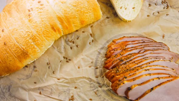 Pork Tenderloin Sliced with a French Baguette