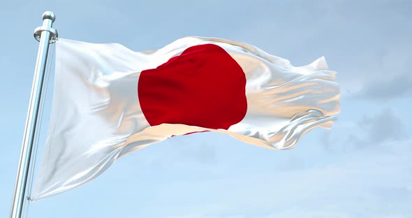 Japan Republic Flag Waving  Loop  4K 