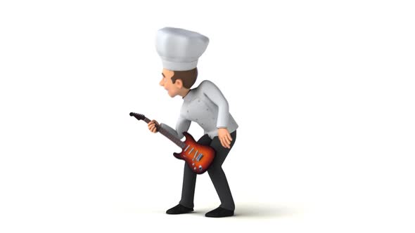 Fun 3D cartoon chef with a guitar