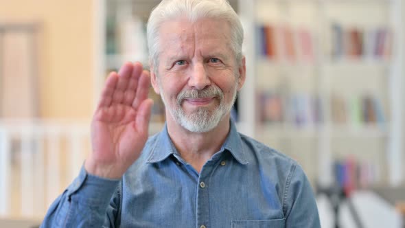 Waving Old Man Saying Hello 