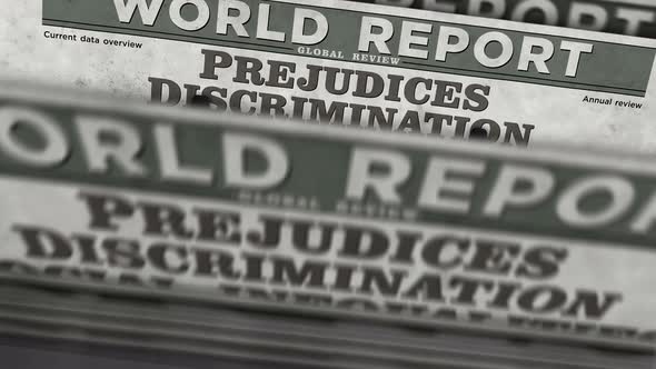 Prejudices, bias, discrimination and social inequalities newspaper printing press