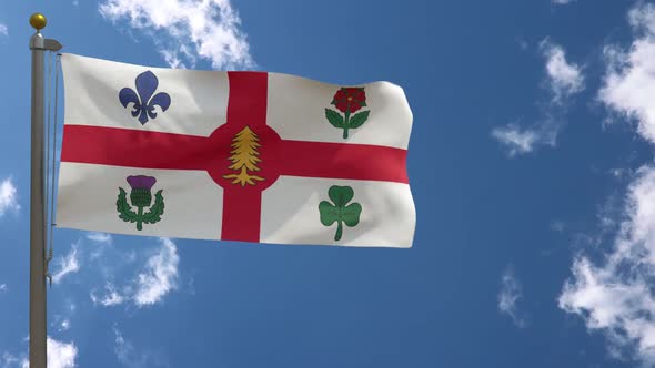 Montreal City Flag Quebec (Canada) On Flagpole