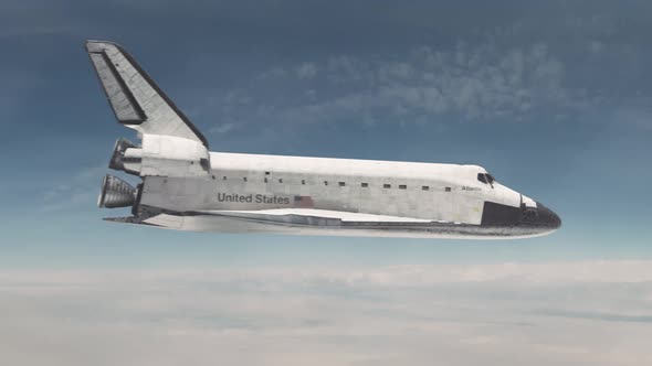 Space Shuttle Reentering the Atmosphere Side View