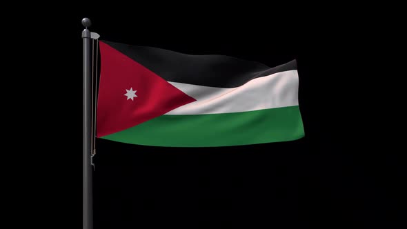 Jordan Flag On Flagpole With Alpha Channel