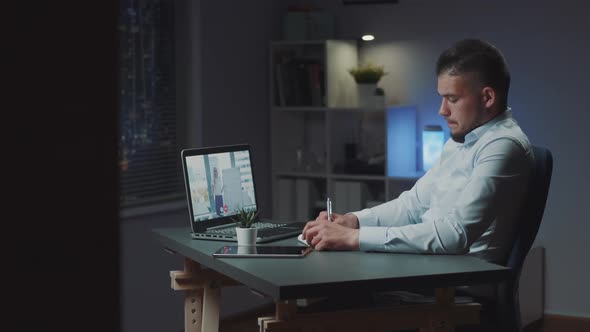 Remote Work Young Leader Listening to His Female Director Instructions Giving By Video Call