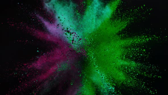 Color Powder Explosion in Super Slow Motion Isolated on Black Background