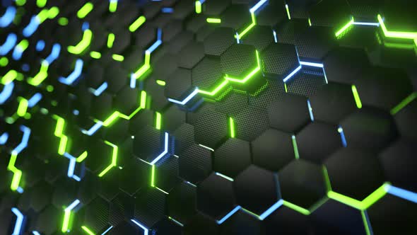 Abstract Trendy Sci-fi Technology Background with Hexagonal Pattern.