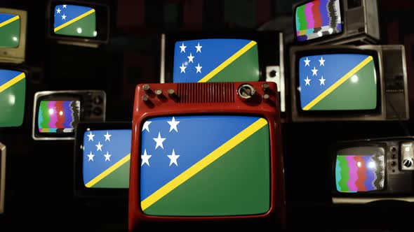 Solomon Islands flag on Retro TVs.