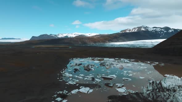 Aerial Panoramic View of the Skaftafell Glacier Vatnajokull National Park