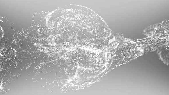 Elegant fast and slow motion fluid gray white glitter particles seamless loop background.