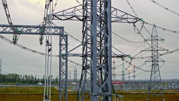 Timelapse Closeup of a Power Line on Poles