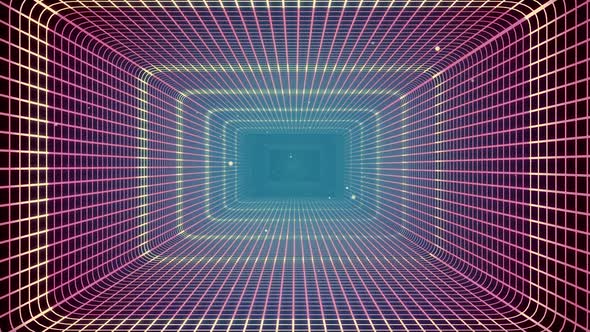 Grid Tunnel Rectangle  Light Retro 01 4K alt