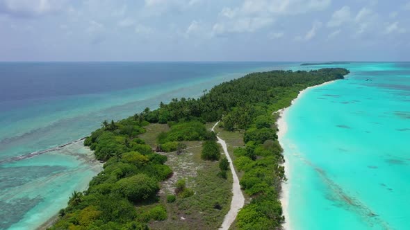 Aerial abstract of exotic sea view beach holiday by blue sea and white sand background of adventure 