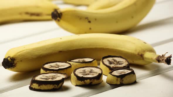 Banana Slices is Rotting Mold and Bacteria Fruit Quickly Become Small and Wrinkled Decay Timelapse