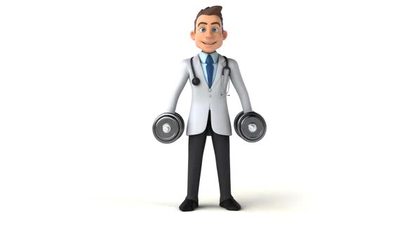 6 cartoon Doctors with weights 