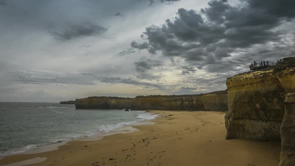 Timelapse of viewing platform above beach