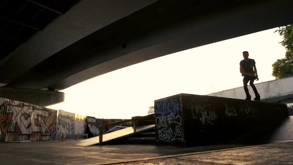 Inline Skater Performing a Trick.