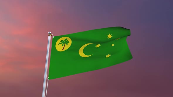 Flag Of Cocos (Keeling) Islands Waving
