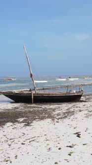 Vertical Video of Low Tide in the Ocean Near the Coast of Zanzibar Tanzania