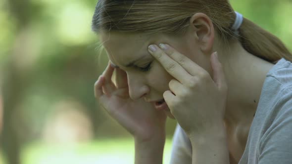 Man Staying Near Girl Feeling Strong Headache, Kind Not Indifferent Passer-By