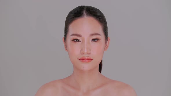 Portrait of attractive girl with soft make-up and white skin.