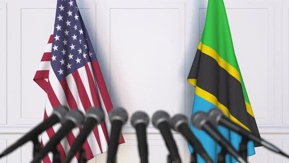 Flags of the USA and Tanzania at International Meeting