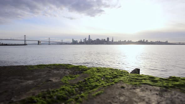 Scenic vies of the Bay Bridge and San Francisco cityscape