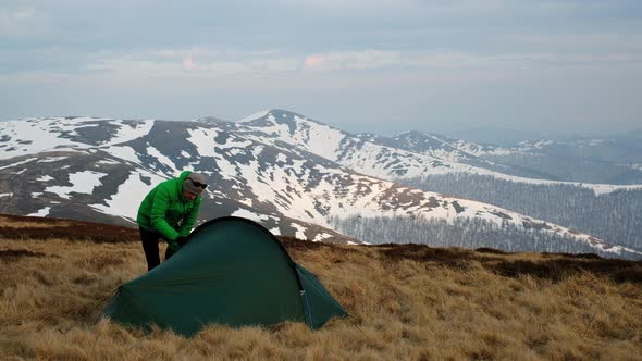 Tourist Near His Tent