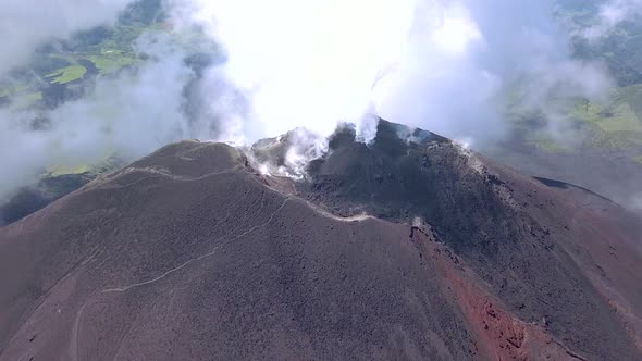 Volcano Smoke Drone Video Eruption