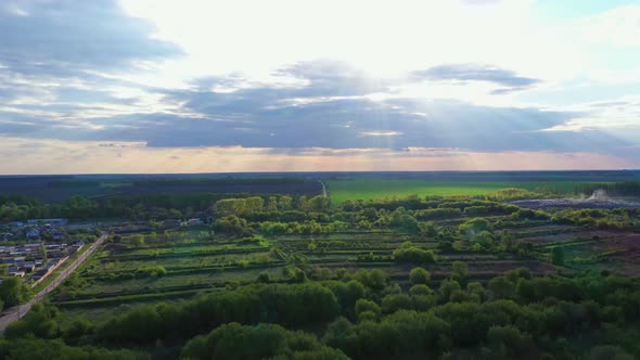 Aerial View Rays Of The Sun In The Clouds