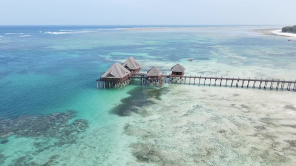 House on Stilts in the Ocean on the Coast of Zanzibar Tanzania