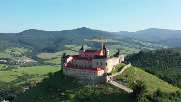 Aerial view of Krasna Horka castle in Slovakia