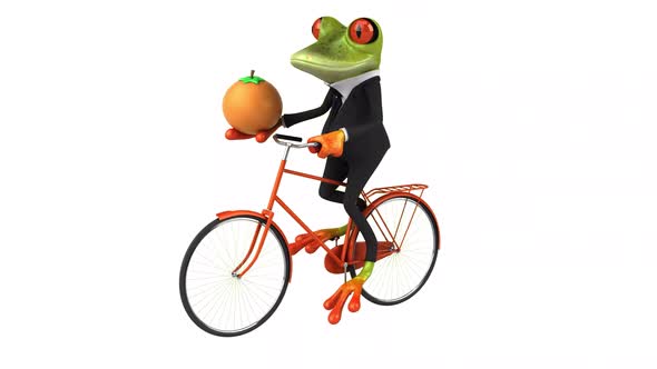 Fun frog on a bicycle - Digital animation