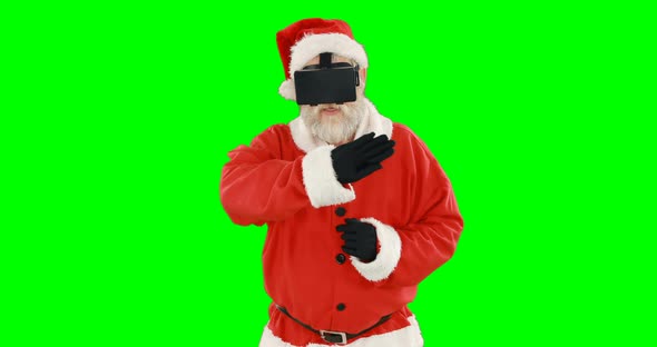 Santa claus using virtual glasses 4k