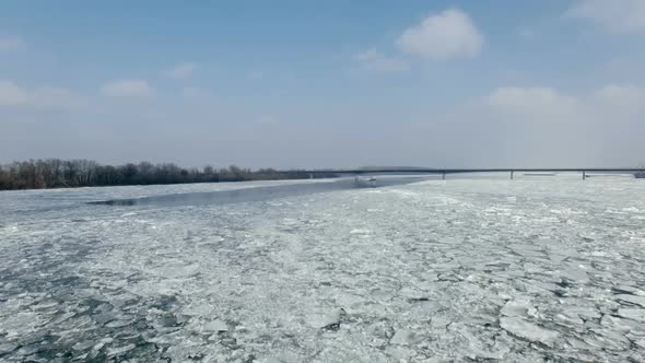 Aerial Ship and Frozen Lake