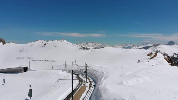 Panoramic View From the High Mountain To Snowy Peaks in Switzerland Alps, Rochers-de-Naye