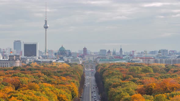 Berlin Cityscape Day Time Lapse in autumn season, Berlin, Germany