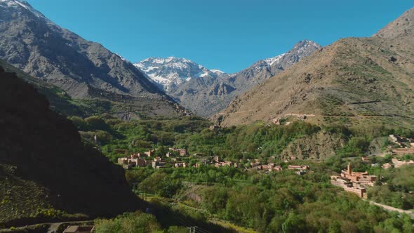 Imlil valley in High Atlas mountains with Jebel Toubkal in the background