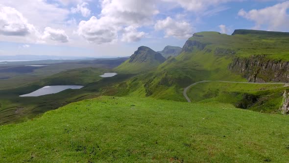 Valley in mountain Quiraing  in spring, Scotland, United Kingdom