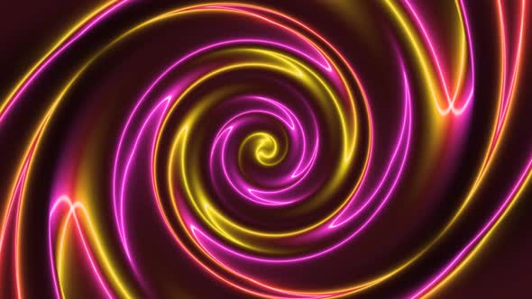 Pinke Yellow Neon Glowing Twirl Background Animation