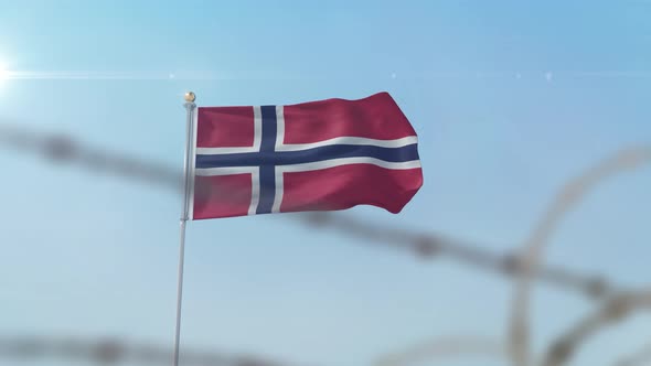 Norway Flag Behind Border