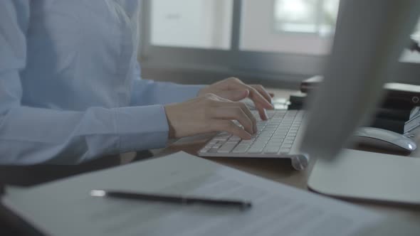 Female Working On Computer