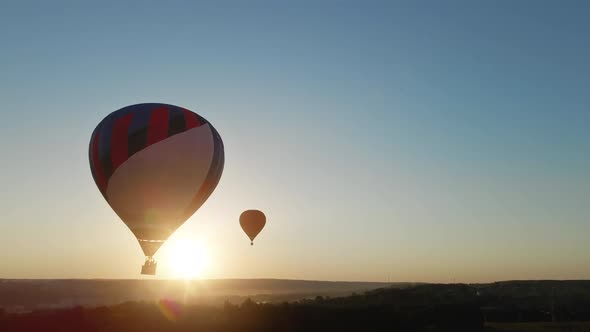 Air Balloon Rising to the Sky with Friends in the Basket