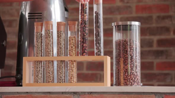 Glass Tubes With Coffee Beans