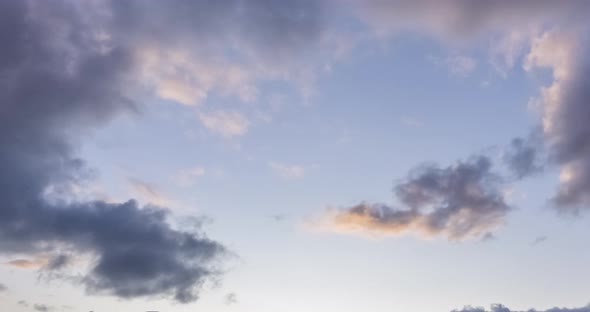 Timelapse of Epic Clouds at Mountain Medow at Autumn Time. Wild Endless Nature with Snow Storm Sky