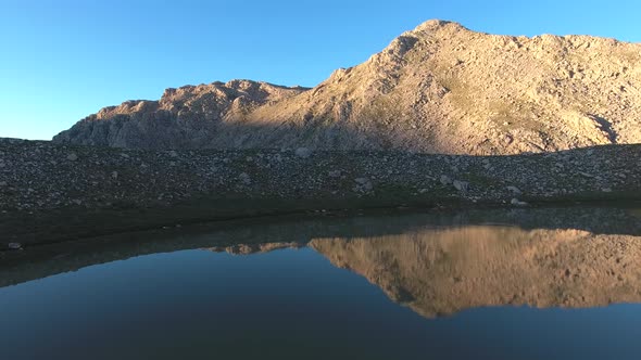 High Altitude Mountain Lake Topography in Early Morning