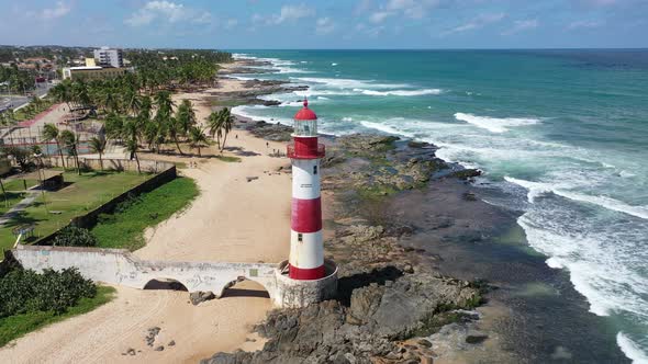 Famous Lighthouse at brazilian northeast. Salvador Bahia Brazil.