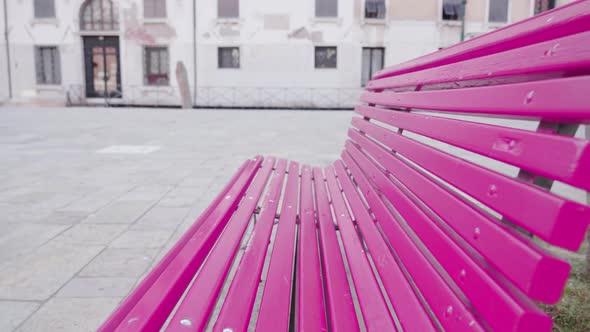 Purple Bench in the Middle of Venice Without People