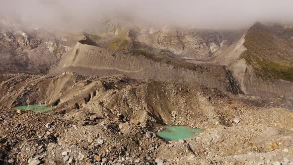 Aerial View Lakes Created By Glacier Melting