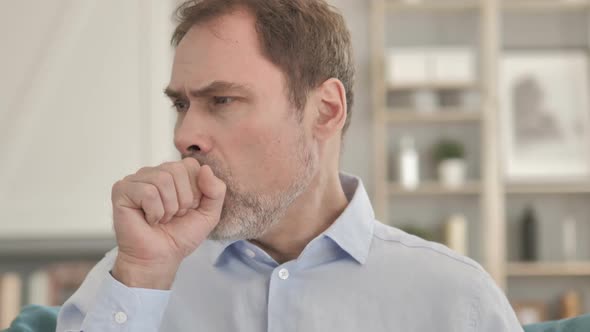 Cough Sick Senior Aged Businessman Coughing